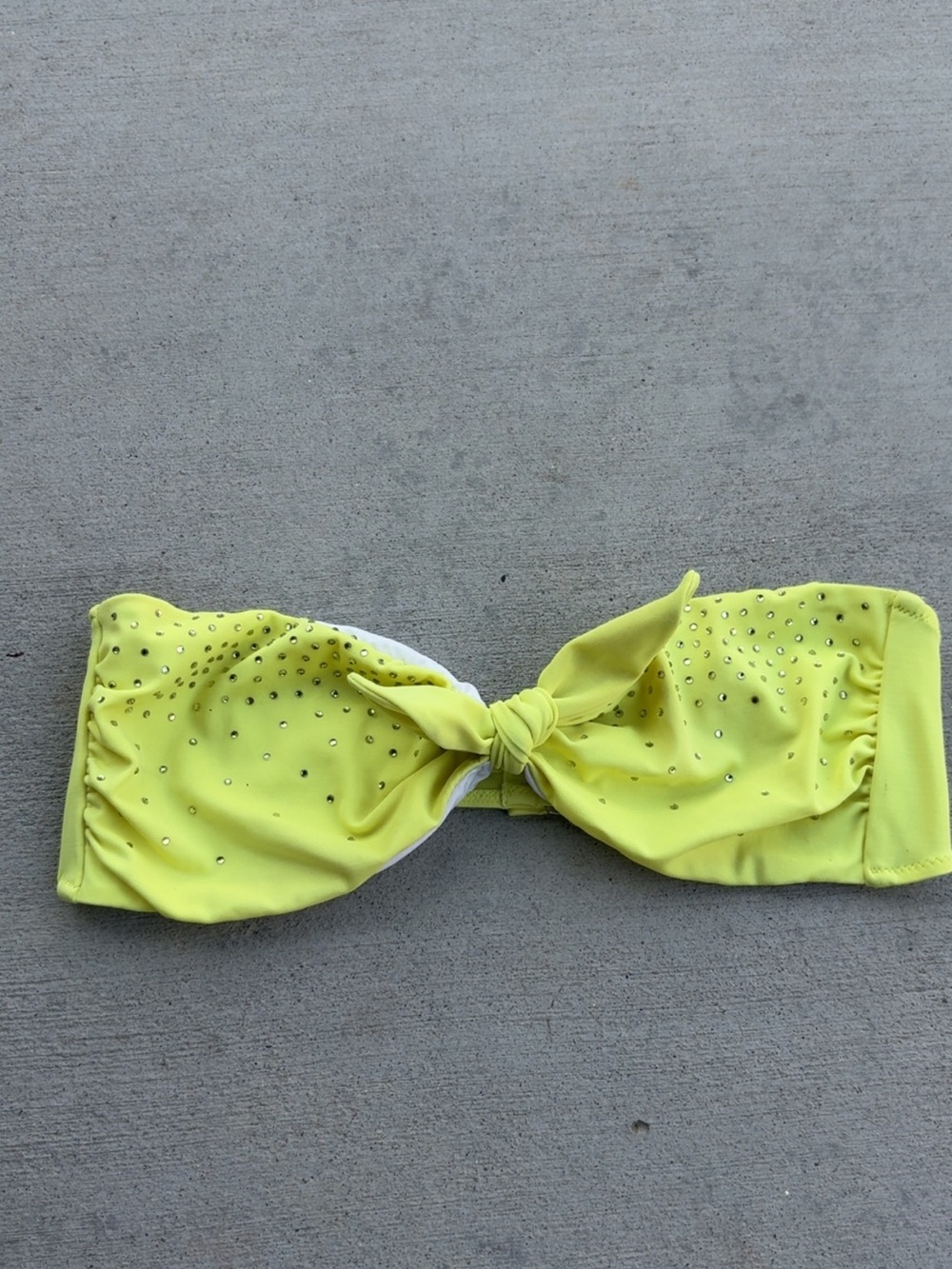 Victoria's Secret Neon Yellow Bandeau Bikini Top with Rhinestones